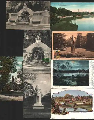 142649 8 AK Leipzig Speerträger Palmengarten Albertpark 1906 Gellert Denkmal