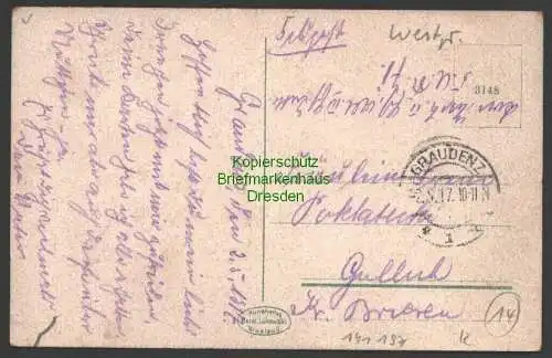 141197 AK Graudenz Hauptpostamt 1917 Feldpost