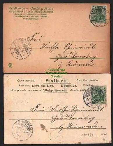 140730 2 AK Künstlerkarte Mailick Glückliches Neujahr 1907 Fröhliche Weihnachten