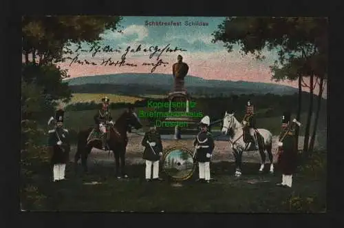 135240 AK Schildau 1913 Schützenfest Torgau Denkmal Schießscheibe