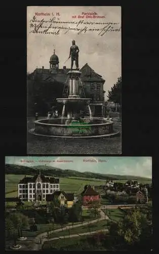 134466 2 AK Northeim Hann. Gymnasium Wieterberge 1910 Marktplatz Graf Otto Brunn