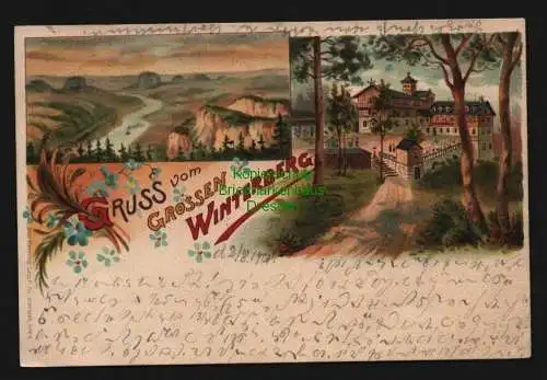 134588 AK Litho Gruss vom GrossenWinterberg 1901 Posthülfsstelle