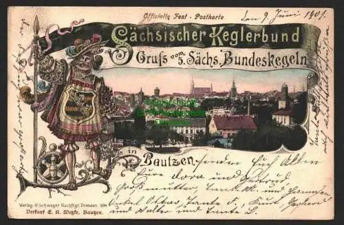 146456 AK Bautzen 1901 Sächs. Keglerbund 5. Sächs. Bundeskegeln Offizielle Fest