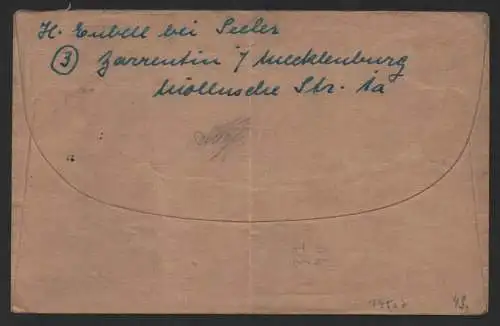 B-14507 SBZ Brief Einschreiben Zarrentin 31.12.45 nach Freiburg im Breisgau