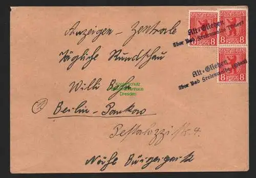 B11230 Brief SBZ 3x 3A Notstempel Alt-Glietzen über Bad Freienwalde Oder gepr. S