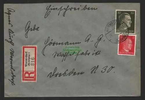 B9798 R-Brief Gebr. Hörmann A.-G. Wermsdorf (Bz Leipzig) 1 Kurth 1943