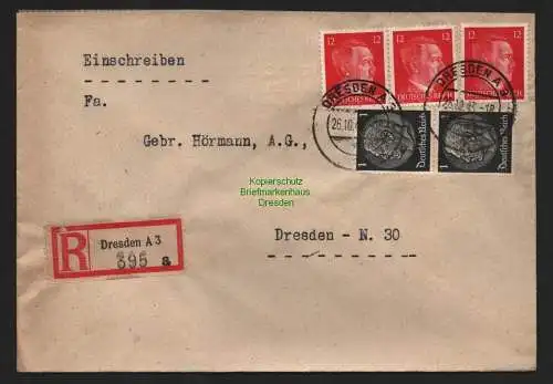 B9280 R-Brief Gebr. Hörmann A.-G. Dresden A 3 a 1943 Lehmann & Leichsenring