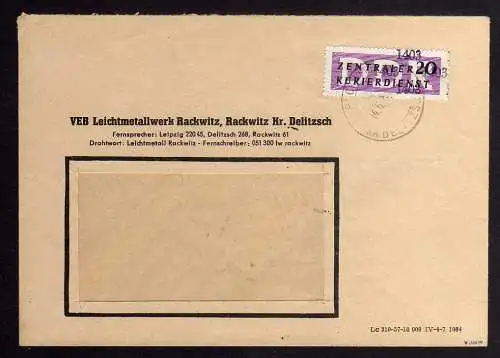 B1546 DDR ZKD 11 Kontrollzahl 1403 Brief Delitzsch geprüft BPP VEB Leichtmetallw