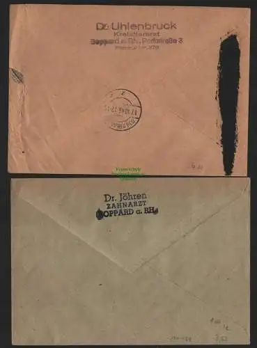 B11131 Brief BAZ Gebühr bezahlt 1946 Boppard Einschreiben Not-R Zettel Feldpost