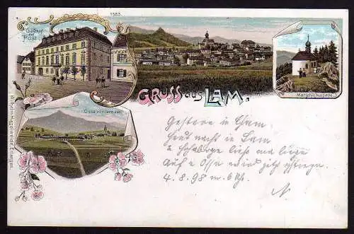 71166 AK Lam 1898 Litho Gasthof zur Post Ossa Mariahilfkapelle