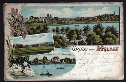 29289 AK Litho Werlsee Grünheide Gottesbrück Restaurant zum Dampfschiff  1899