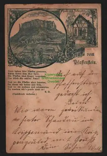 148614 AK Vorläufer Pfaffenstein 1897 Gasthaus