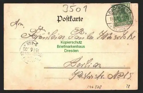 146378 AK Badingen Bismark Altmark Sachsen-Anhalt 1903 Kirche Schule Post