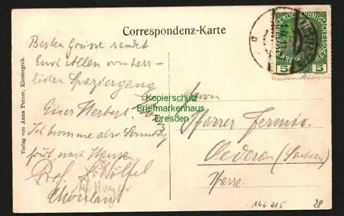 146215 AK Hrob Klostergrab Bez. Teplitz 1913 Schillerstr. mit ev. Kirche