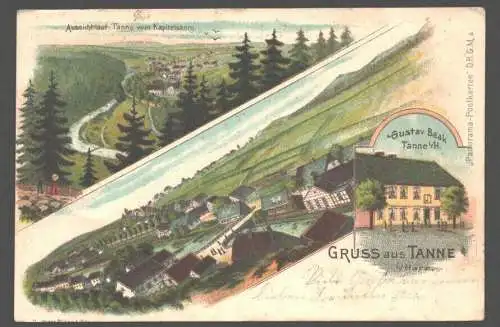 145849 AK Tanne Harz 1899 Litho Aussicht vom Kapittelsberg Gasthaus Gustav Baak