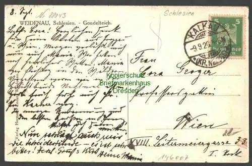 146007 AK Weidenau Schlesien Gondelteich Kalkau Kr. Neisse 1926