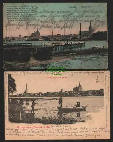 140640 2 AK Rostock Panorama 1910 Totalansicht vom Hafen 1902