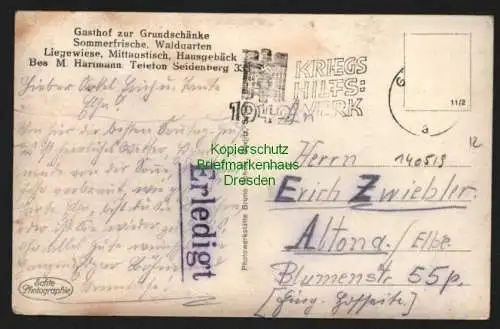 140519 AK Fotokarte Grundschänke Bei Görlitrz Telefon Seidenberg um 1940