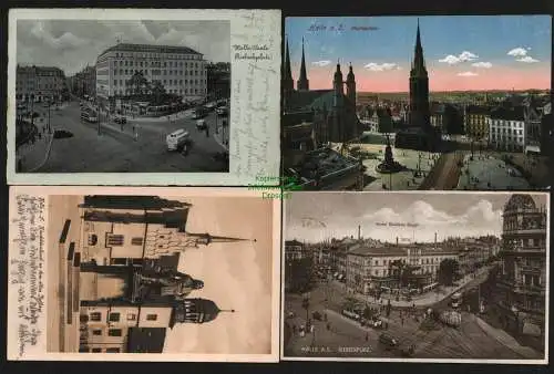 140597 4 AK Halle Saale 1935 Marktplatz 1915 Hotel Goldne Kugel  Riebeckplatz 19