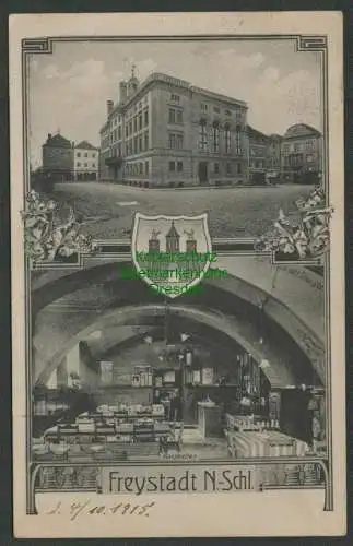 137661 AK Freystadt Niederschlesien 1915 Gasthaus Ratskeller Rathaus