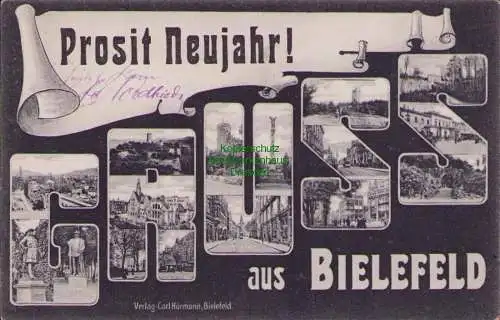 155581 AK Bielefeld 1906 Buchstabenkarte viele Einzelbilder in den Buchstaben