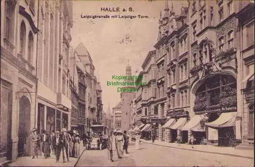 158580 AK Halle a. S. 1920 Leipzigerstrasse mit Leipziger Turm