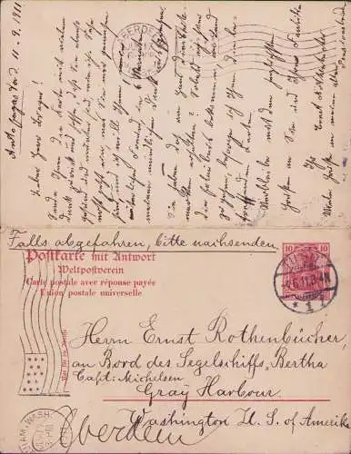 B-16589 DR Deutsches Reich Ganzsache P 62 Germania 1911 mit Antwortkarte Tilsit