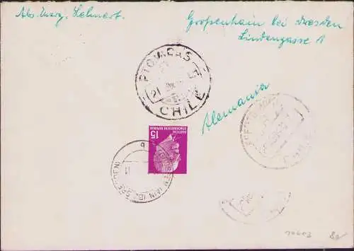 B-16603 Brief DDR Block 18 Luftpost Einschreiben Großenhain 1964 nach Chile