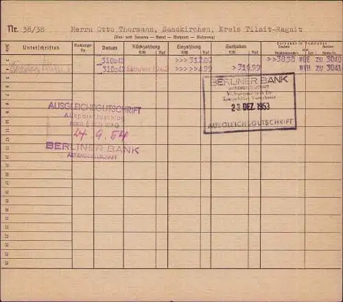 B-16592 Tilsit Eisernes Sparkassenbuch Kreissparkasse Tilsit Ragnit Sandkirchen