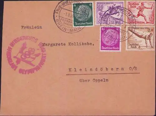 B-16614 Brief Deutschland Graf Zeppelin Olympiafahrt 1936 Frankfurt Main nach