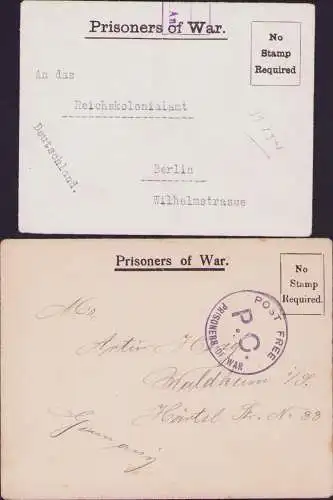 B-16676 2x Brief Prisoners of War Wakefield Reichskolonialamt Ile of Man Douglas