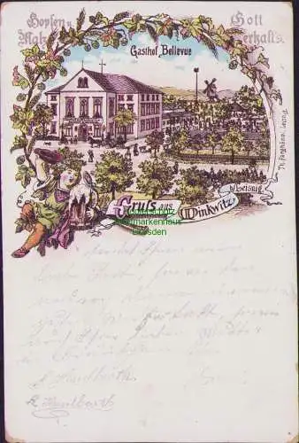 161621 AK Winkwitz bei Leisnig Litho Gasthof Bellevue 1898 Hopfen und Malz Gott