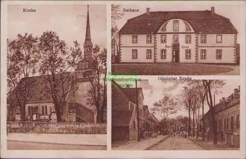 161642 AK Hötensleben Krs. Neuhaldensleben 1931 Kirche rathaus Ohrsleber Straße