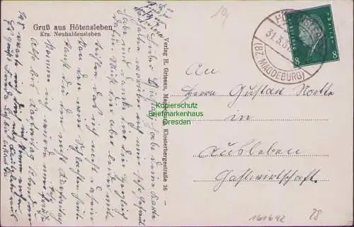 161642 AK Hötensleben Krs. Neuhaldensleben 1931 Kirche rathaus Ohrsleber Straße