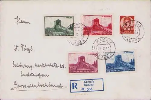 B-16669 Brief Jugoslawien 389 - 392 Kamnik nach Mährisch Schönberg 1939