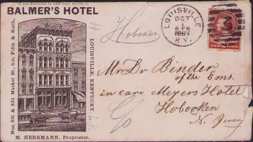 B-16662 Brief USA Louisville KY Kentucky Balmers Hotel 1887 dekorativer Zudruck