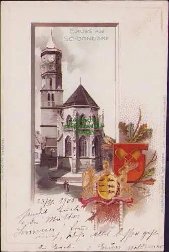 161583 AK Schorndorf Passepartout Prägekarte Wappen 1900