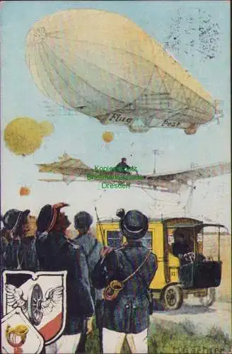 161608 AK Dresden 1912 Postkuriosum Gedenkkarte Zeppelin Flug Post 12.12.12