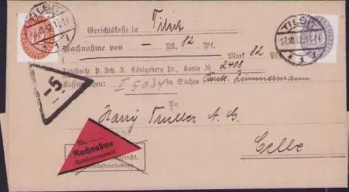 B-16584 DR Dienst Nachnahme Brief Tilsit Preuß Amtsgericht Kostenrechnung 1932