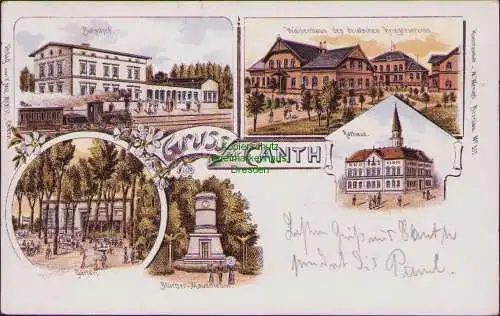 161575 AK Canth Kanth Litho 1903 Bahnhof Waisenhaus Rathaus Blücher Mausoleum