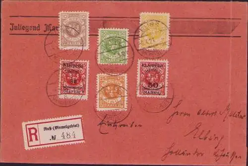 B-16587 Memel 126 131 141 142 143 145 R-Brief Russ Ostpreussen Einschreiben nach