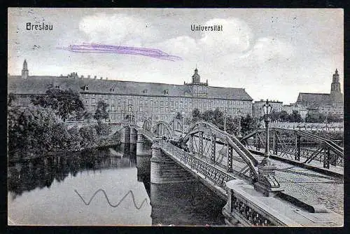 43845 AK Breslau 1913 Universität mit Brücke