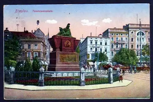 43844 AK Breslau Tauentzienplatz Denkmal 1914