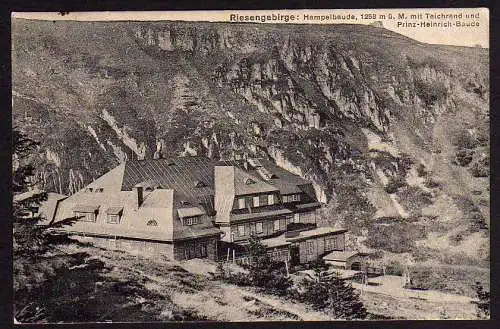 43562 AK Riesengebirge Hampelbaude Teichrand Prinz Heinrich Baude 1922