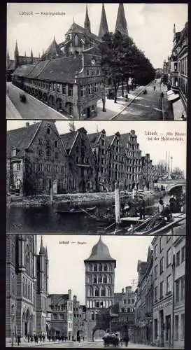 43233 3 AK Lübeck Kanzleigebäude 1909 Burgtor Alte Häuser bei der Holstenbrücke