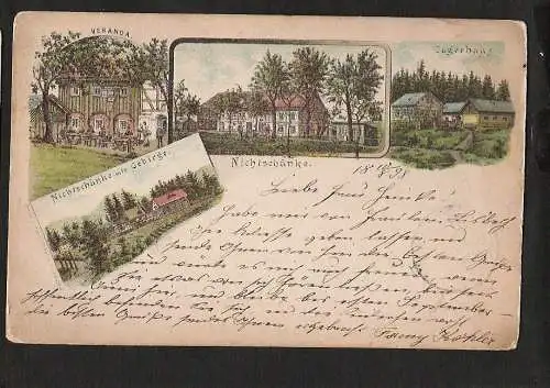 21598 AK Nichtschänke Jägerhaus Veranda Friedland Böhmen 1898 Verlag Scholze