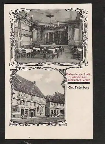 21575 AK Osterwieck Harz Gasthof schwarzen Adler Colonial und Eisenwaren um 1910