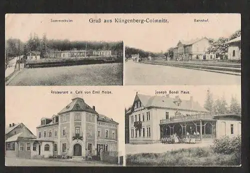 21517 AK Klingenberg Colmnitz Bahnhof Restaurant Sommerheim , gelaufen 1912