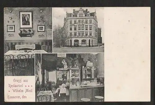 21501 AK Hannover Restaurant Wilhelm Most vor 1907 , Verlag : ohne