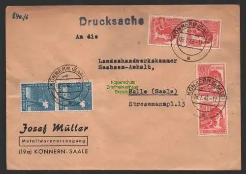 B10230 Brief Drucksache SBZ Währungsreform 1948 Könnern Saale 6.7.48 160 Pfg.